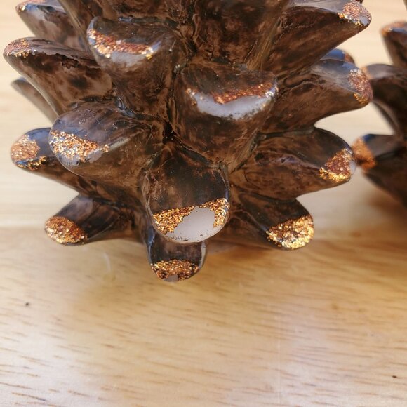 Decorative Debi Lilly Design Pinecone Candles W/ Glitter Set Of 2  3" Tall - Picture 12 of 12